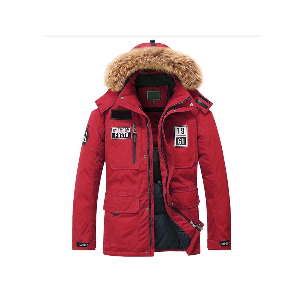 TAPOO Mens Thick Down Coats Fur Windproof Winter Down Parka Jacket‎ Outerwear L